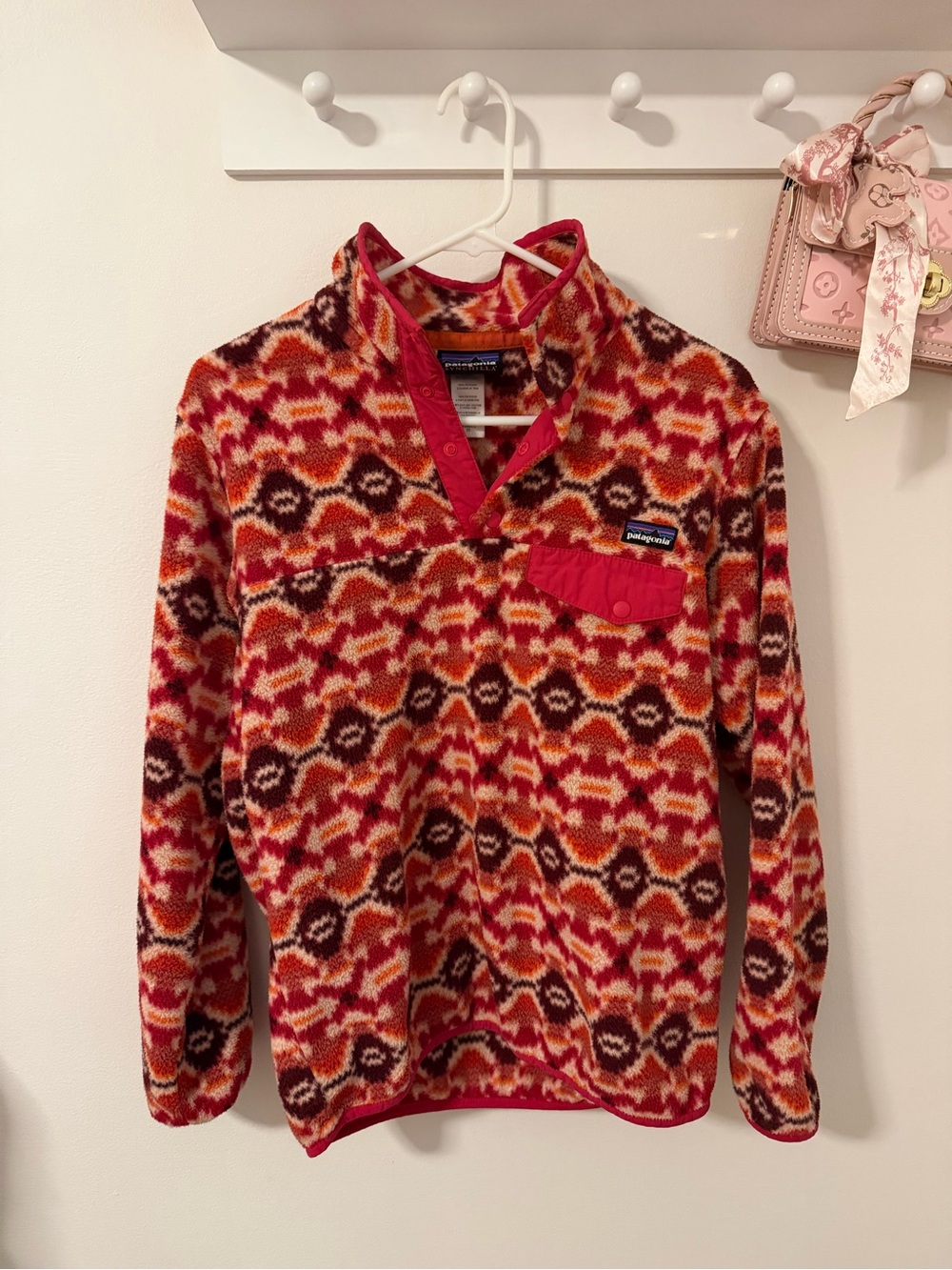 Patagonia Red Multi Patterned Snap-T Fleece Pullover